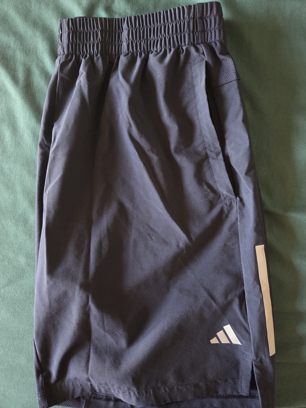 Adidas Midnight Blue Athletic Shorts with Light Grey Stripes